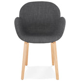 Design stoel met armleuningen 'SAMY' in grijze stof Scandinavische stijl
